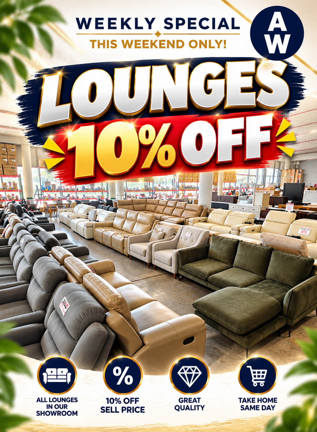 BRAND NEW LOUNGES & RECLINERS – SHOWROOM CLEARANCE